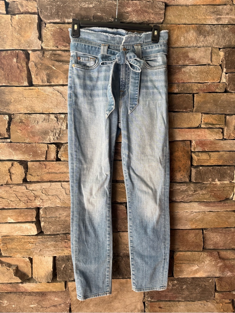 7 For All Mankind Light Blue High-Rise Tie-Waist Women's Jeans